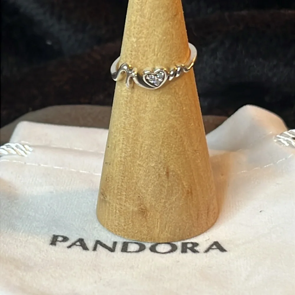 Pandoras Mom Pavé Heart Ring Sterling silver